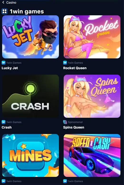 1win mobile games